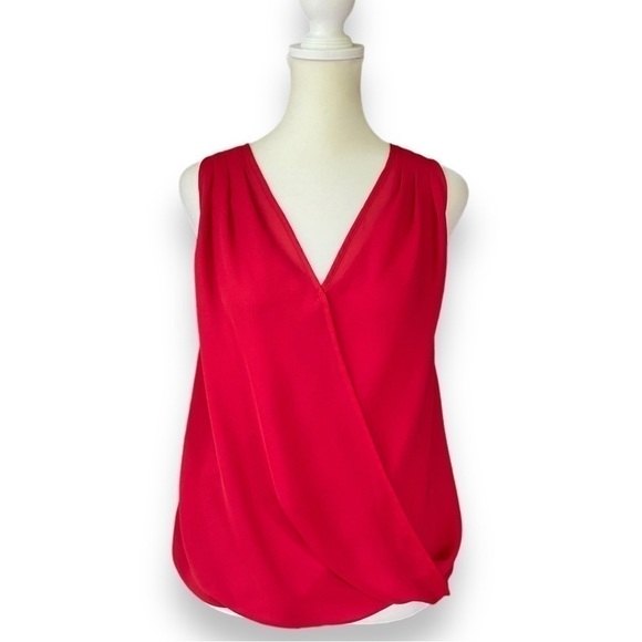 H&m Red Surplice Neck Sleeveless Chiffon Blouse | Size 2 - Picture 1 of 11